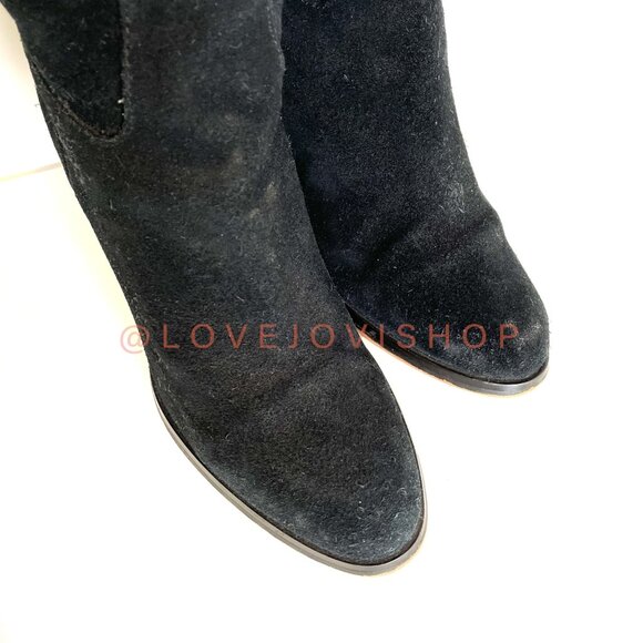 Feminine | Michael Kors Black Suede Knee High Block Heel Boots | Minimal Classic - Picture 6 of 8